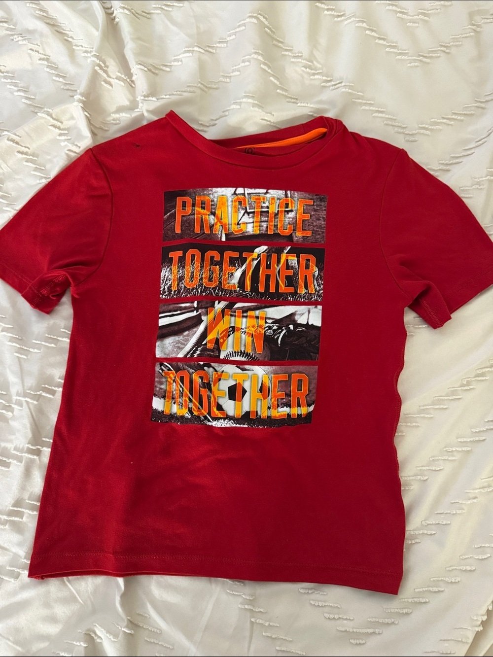 Champion Red Short Sleeve Tee with Orange Graphic